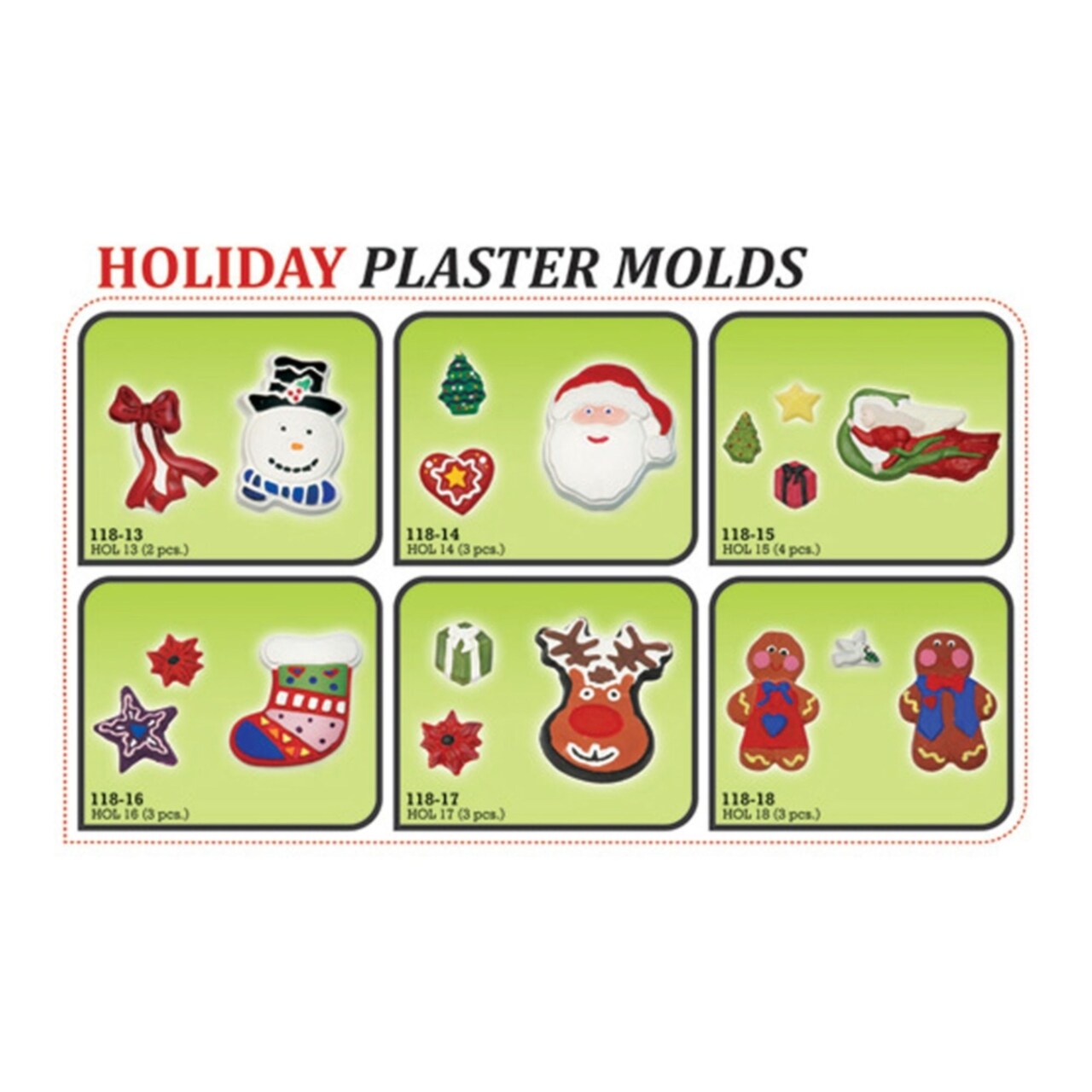 Sandtastik Plaster Molds 18-Character Theme Set - Holiday (Christmas)